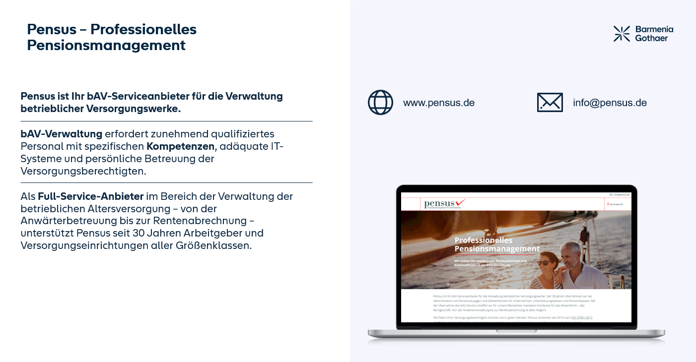 Pensus-Pensionsmanagement für Unternehmen 