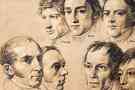 Kreidezeichnung von Emil Jacobs: Die sieben Weisen - Mitglieder des provisorischen Komitees 1827